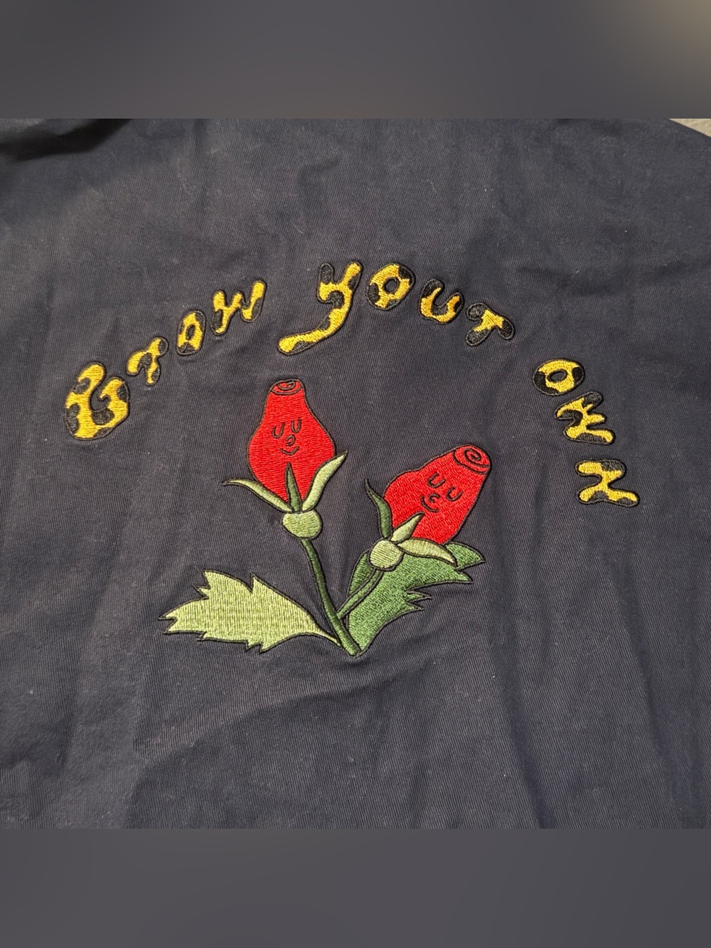 Lazy Oaf Black Cropped Zip Polo Collar Red Rose Patch Grow Your Own S Embroidery - Picture 7 of 8